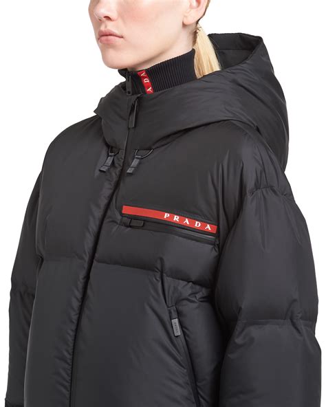 prada nylon jacket women|Prada nylon cropped puffer jacket.